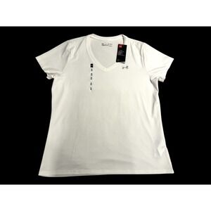 NWT Under Armour Womens HeatGear Short Sleeve V Neck White XL